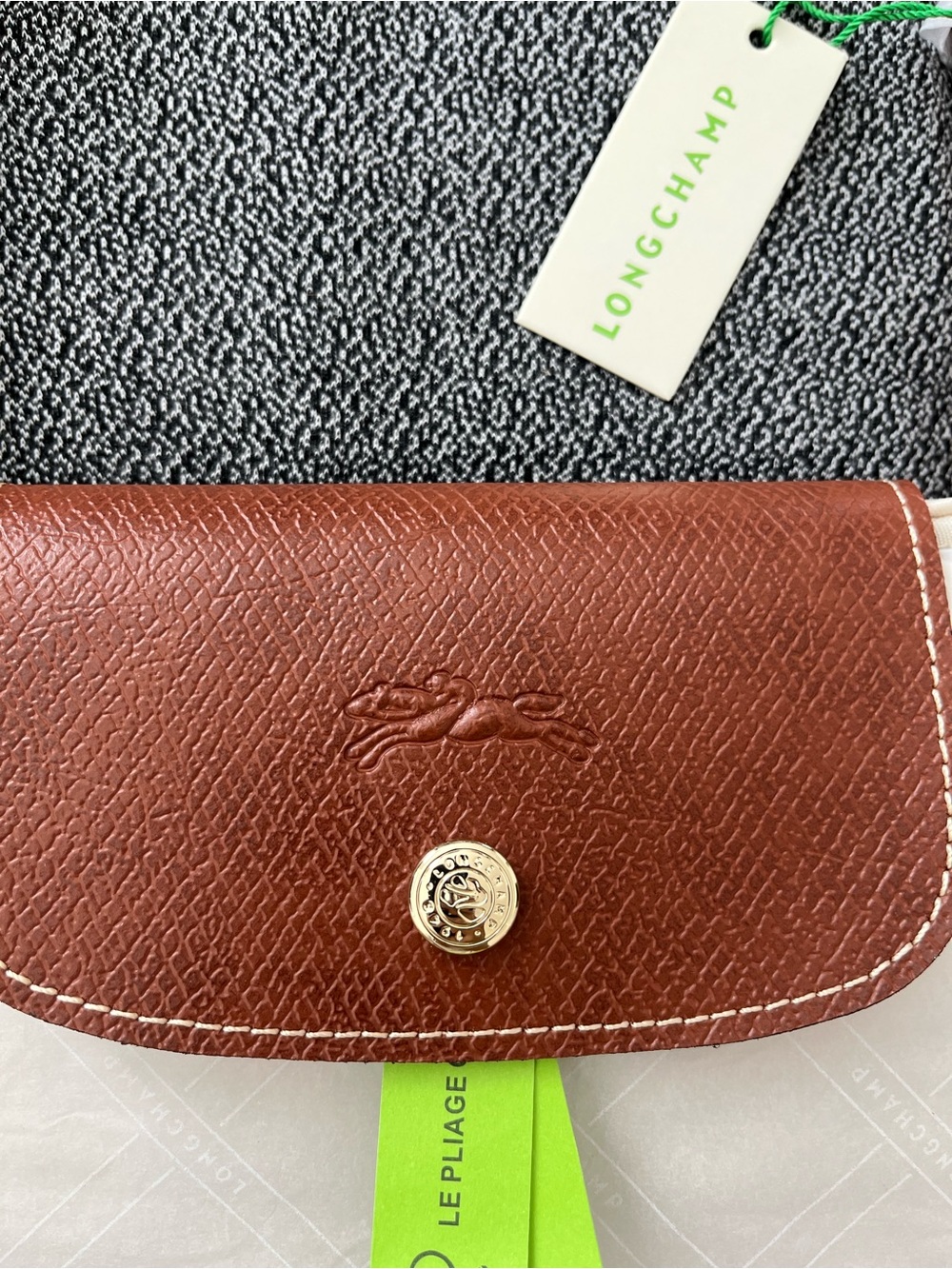 Longchamp Cream Tote with Brown Leather Handles - Picture 6 of 7